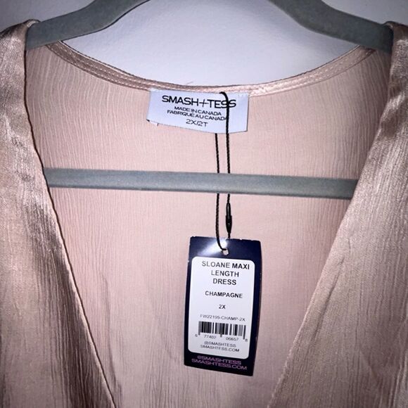 Smash + Tess Tan Sheath Maxi Dress V-Neck Long Sleeve - Picture 5 of 5